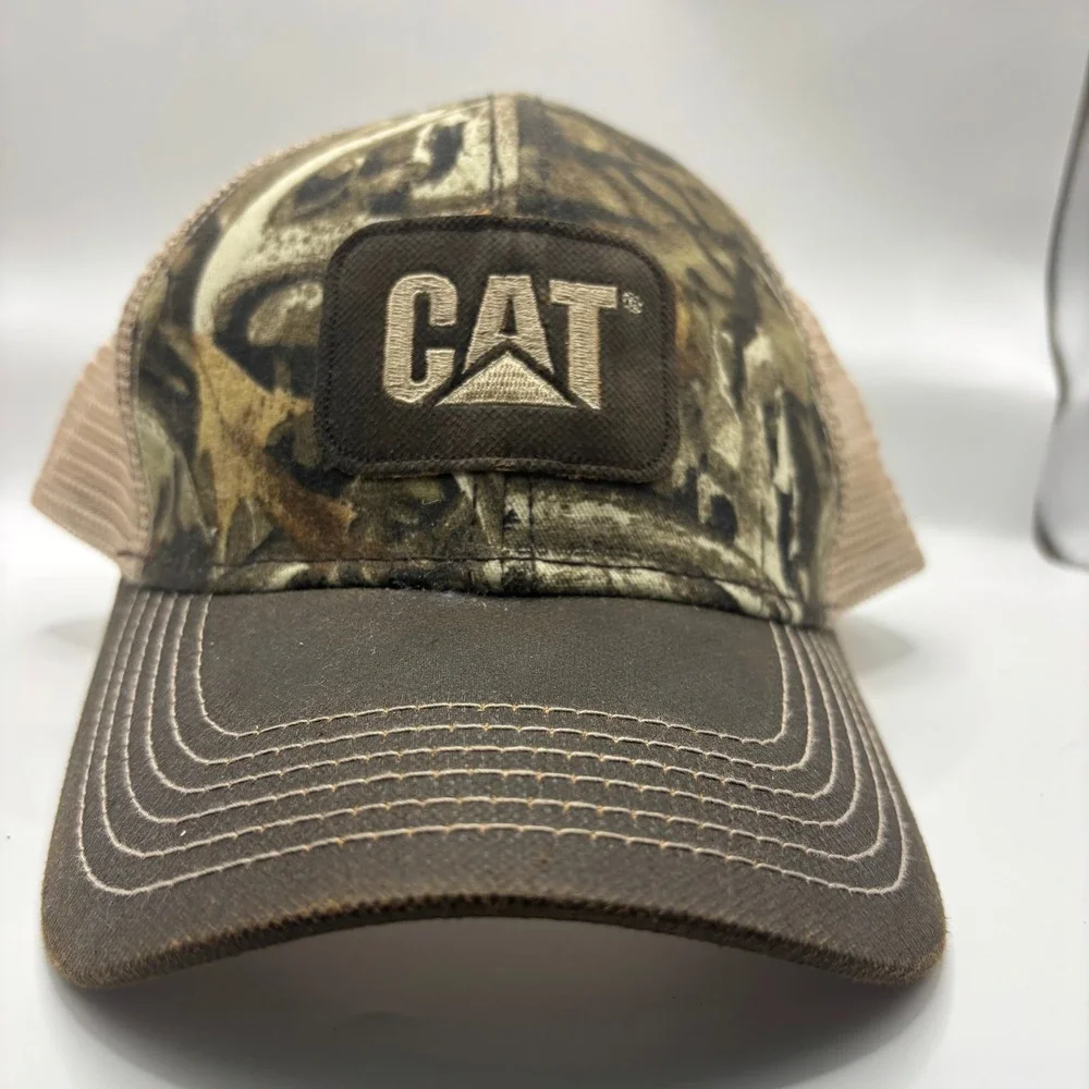 Trucker Hat CAT One Size Camo Polyester Cotton Mesh Back Snapback